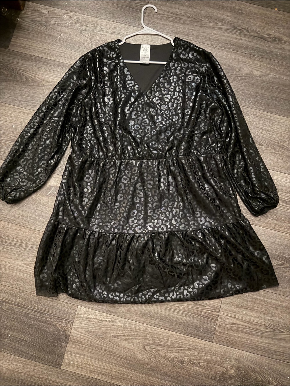Serra Black Metallic Leopard Mini Dress